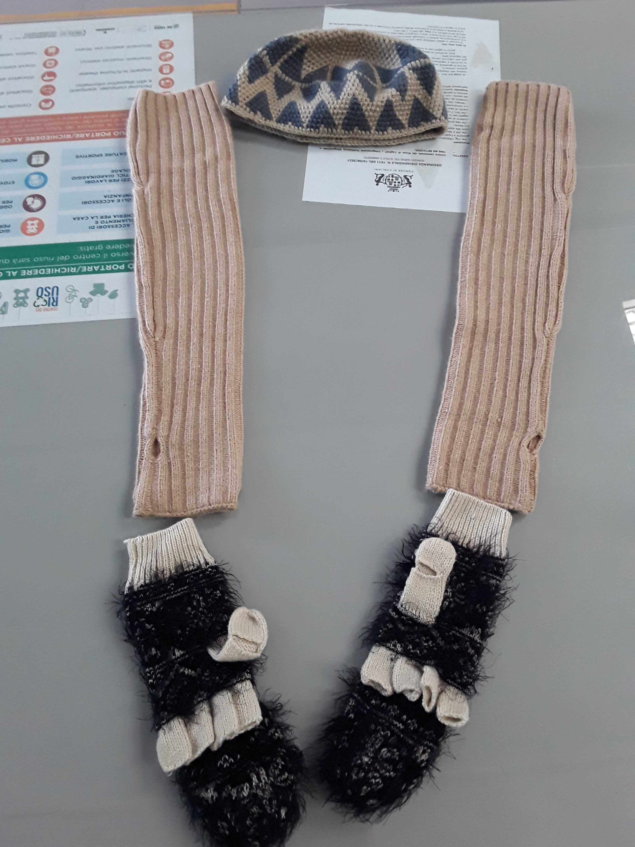 guanti + cappellino e copri braccia